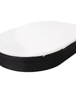 vidaXL Outdoor Lounge Bed with Cushion Poly Rattan Black