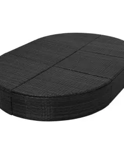 vidaXL Outdoor Lounge Bed with Cushion Poly Rattan Black