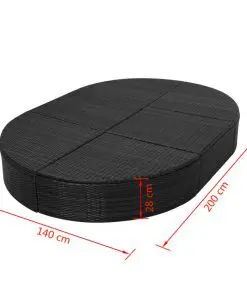 vidaXL Outdoor Lounge Bed with Cushion Poly Rattan Black