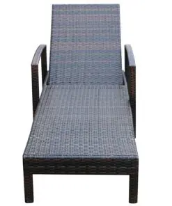 vidaXL Sun Lounger with Cushion Poly Rattan Brown
