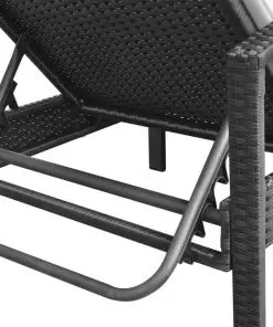 vidaXL Sun Lounger with Cushion Poly Rattan Black