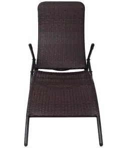 vidaXL Folding Sun Lounger Poly Rattan Brown