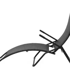 vidaXL Folding Sun Lounger Poly Rattan Black