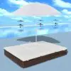 vidaXL Outdoor Lounge Bed with Umbrella Poly Rattan Brown