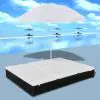 vidaXL Outdoor Lounge Bed with Umbrella Poly Rattan Black