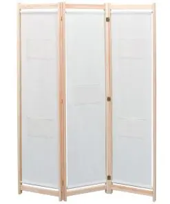 vidaXL 3-Panel Room Divider Cream 120x170x4 cm Fabric