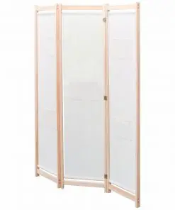 vidaXL 3-Panel Room Divider Cream 120x170x4 cm Fabric
