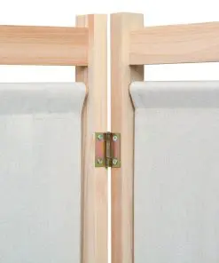 vidaXL 3-Panel Room Divider Cream 120x170x4 cm Fabric