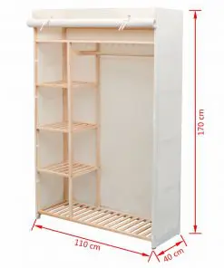 vidaXL Wardrobe Fabric and Pinewood 110x40x170 cm