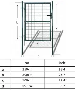 vidaXL Fence Gate Steel 100×250 cm Green