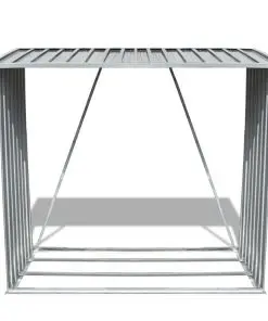vidaXL Log Storage Shed Galvanised Steel Grey