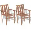 vidaXL Stackable Garden Chairs 2 pcs Solid Teak Wood
