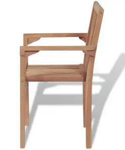 vidaXL Stackable Garden Chairs 2 pcs Solid Teak Wood