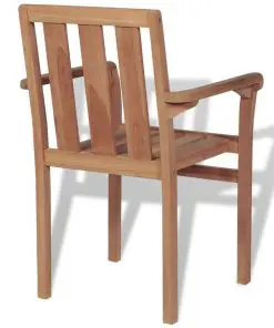vidaXL Stackable Garden Chairs 2 pcs Solid Teak Wood