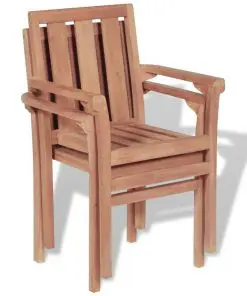 vidaXL Stackable Garden Chairs 2 pcs Solid Teak Wood