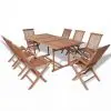 vidaXL 9 Piece Outdoor Dining Set with Folding Chairs Solid Teak Wood