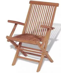 vidaXL 9 Piece Outdoor Dining Set with Folding Chairs Solid Teak Wood