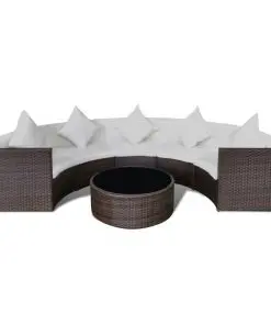 vidaXL 6 Piece Garden Lounge Set with Cushions Poly Rattan Brown