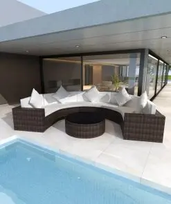 vidaXL 6 Piece Garden Lounge Set with Cushions Poly Rattan Brown