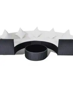 vidaXL 6 Piece Garden Lounge Set with Cushions Poly Rattan Black