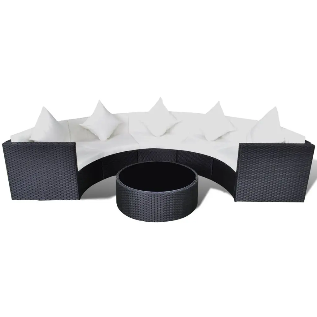 vidaXL 6 Piece Garden Lounge Set with Cushions Poly Rattan Black