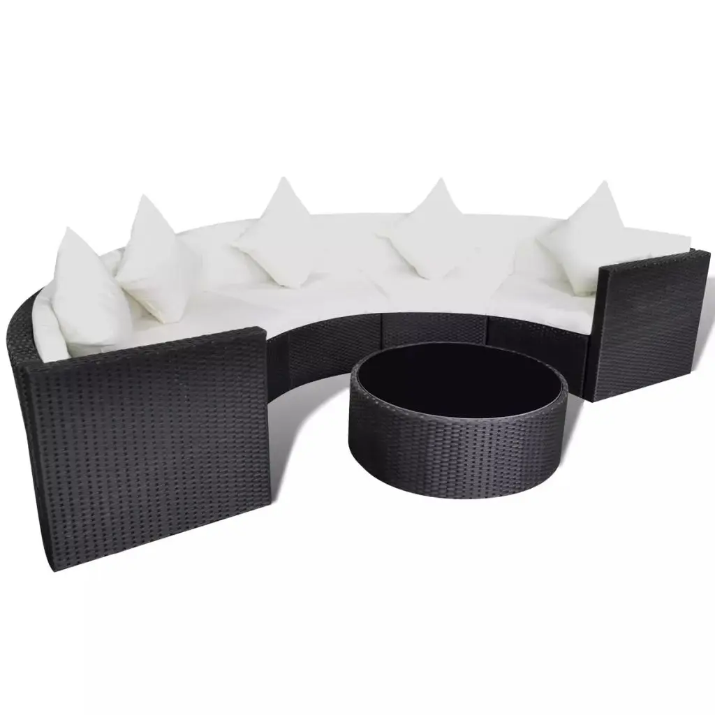 vidaXL 6 Piece Garden Lounge Set with Cushions Poly Rattan Black