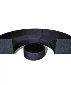 vidaXL 6 Piece Garden Lounge Set with Cushions Poly Rattan Black