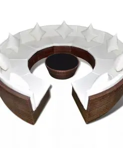 vidaXL 10 Piece Garden Lounge Set with Cushions Poly Rattan Brown