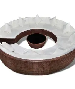 vidaXL 10 Piece Garden Lounge Set with Cushions Poly Rattan Brown