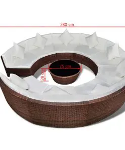 vidaXL 10 Piece Garden Lounge Set with Cushions Poly Rattan Brown