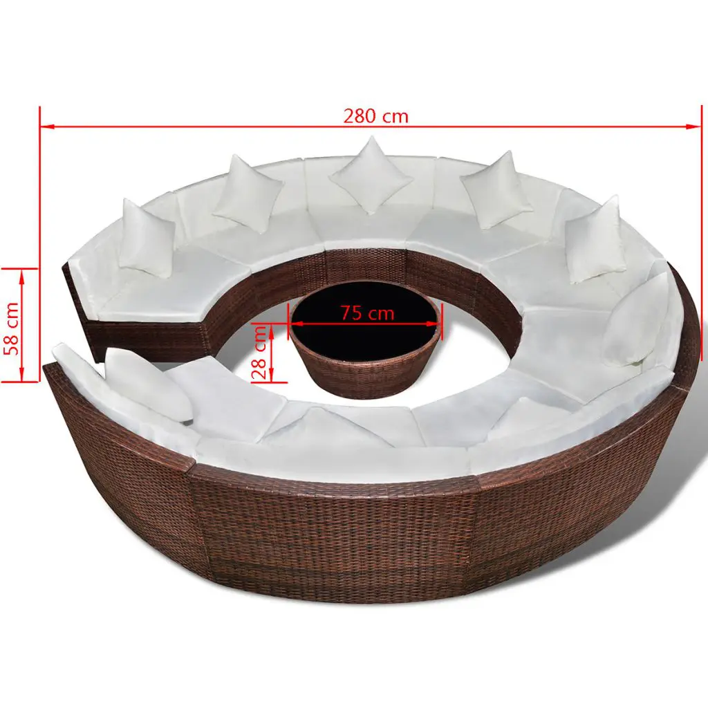 vidaXL 10 Piece Garden Lounge Set with Cushions Poly Rattan Brown