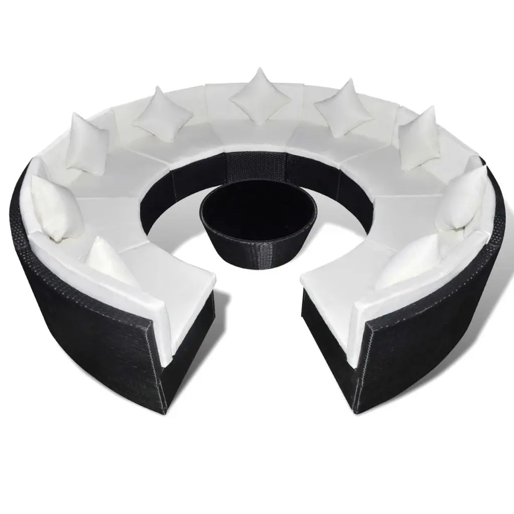 vidaXL 10 Piece Garden Lounge Set with Cushions Poly Rattan Black