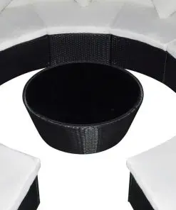 vidaXL 10 Piece Garden Lounge Set with Cushions Poly Rattan Black