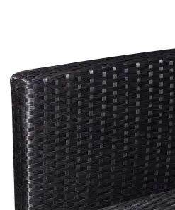 vidaXL 10 Piece Garden Lounge Set with Cushions Poly Rattan Black