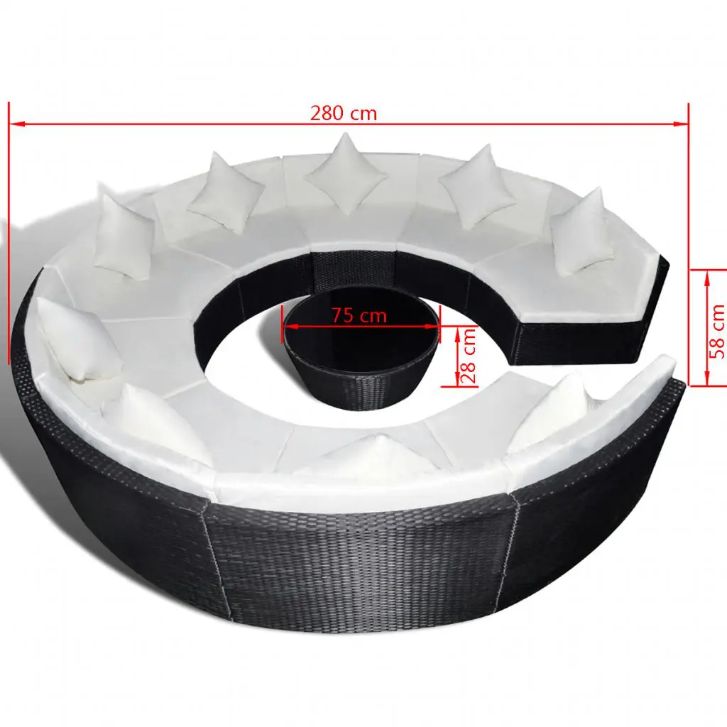 vidaXL 10 Piece Garden Lounge Set with Cushions Poly Rattan Black