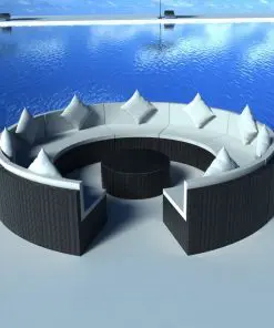 vidaXL 10 Piece Garden Lounge Set with Cushions Poly Rattan Black