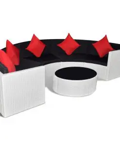 vidaXL 6 Piece Garden Lounge Set with Cushions Poly Rattan White