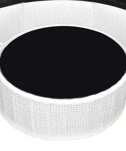 vidaXL 6 Piece Garden Lounge Set with Cushions Poly Rattan White