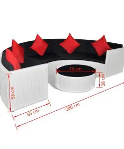 vidaXL 6 Piece Garden Lounge Set with Cushions Poly Rattan White