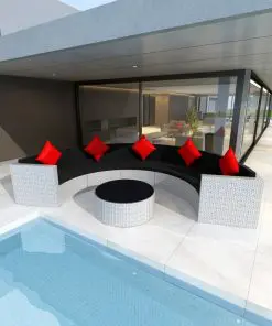 vidaXL 6 Piece Garden Lounge Set with Cushions Poly Rattan White