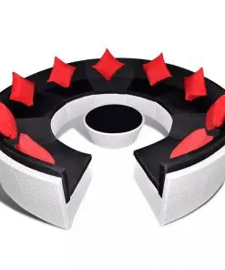 vidaXL 10 Piece Garden Lounge Set with Cushions Poly Rattan White