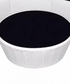 vidaXL 10 Piece Garden Lounge Set with Cushions Poly Rattan White