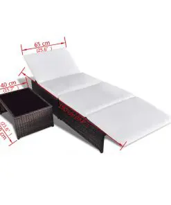 vidaXL Sun Loungers 2 pcs with Table Poly Rattan Brown