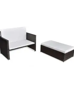 vidaXL Garden Sofa Poly Rattan Brown