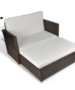 vidaXL Garden Sofa Poly Rattan Brown