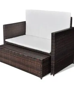 vidaXL Garden Sofa Poly Rattan Brown
