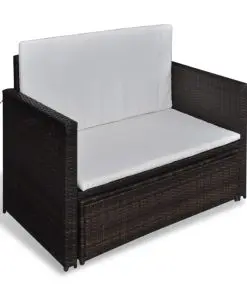 vidaXL Garden Sofa Poly Rattan Brown