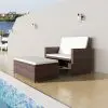 vidaXL Garden Sofa Poly Rattan Brown