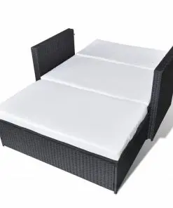 vidaXL 2 Piece Garden Lounge Set with Cushions Poly Rattan Black