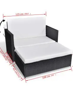 vidaXL 2 Piece Garden Lounge Set with Cushions Poly Rattan Black